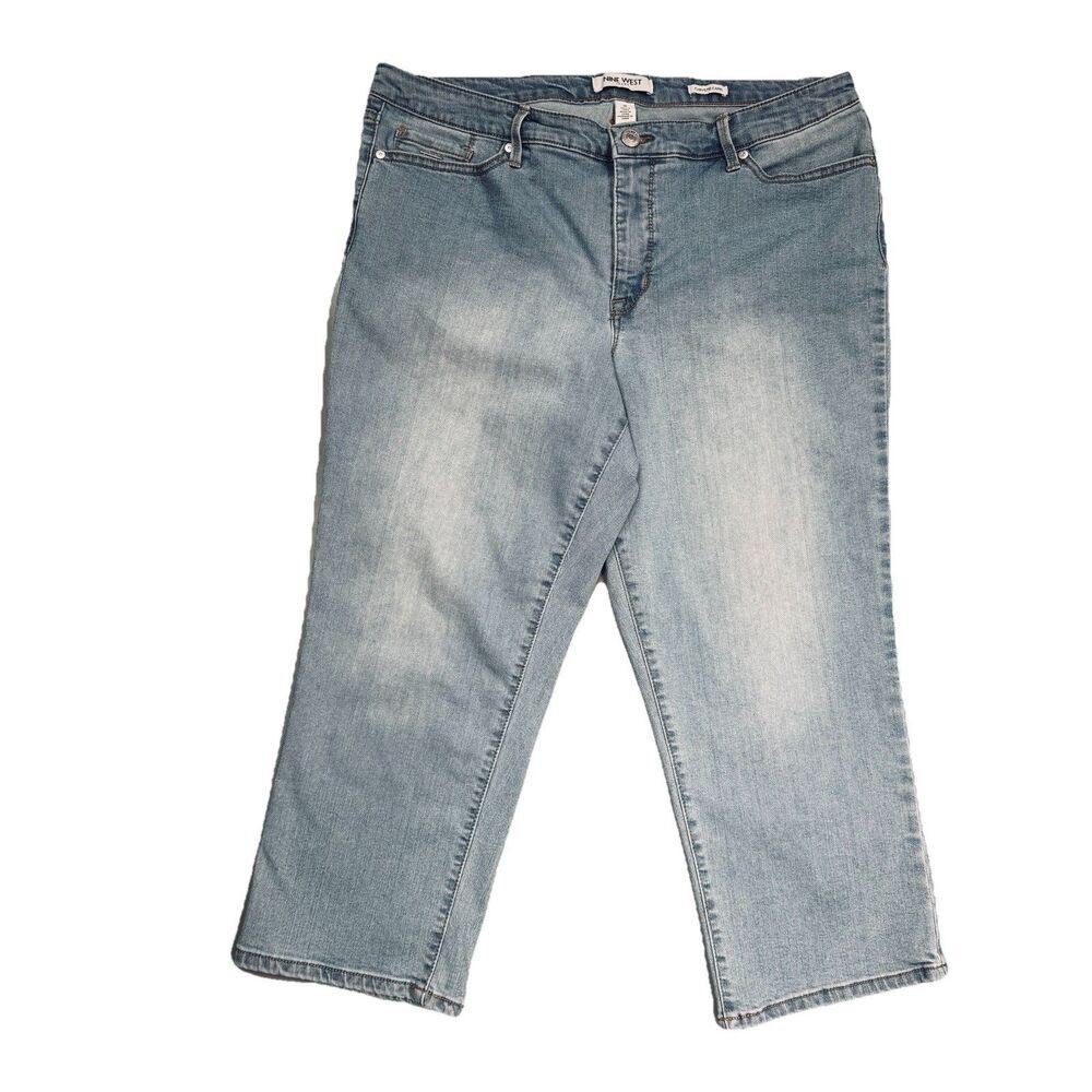 Nine West Chrystie Capri Jeans Womens 16 Blue High Mid Denim Measures 36 x 22.5